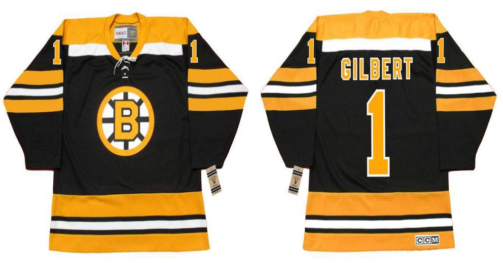 2019 Men Boston Bruins #1 Gilbert Black CCM NHL jerseys